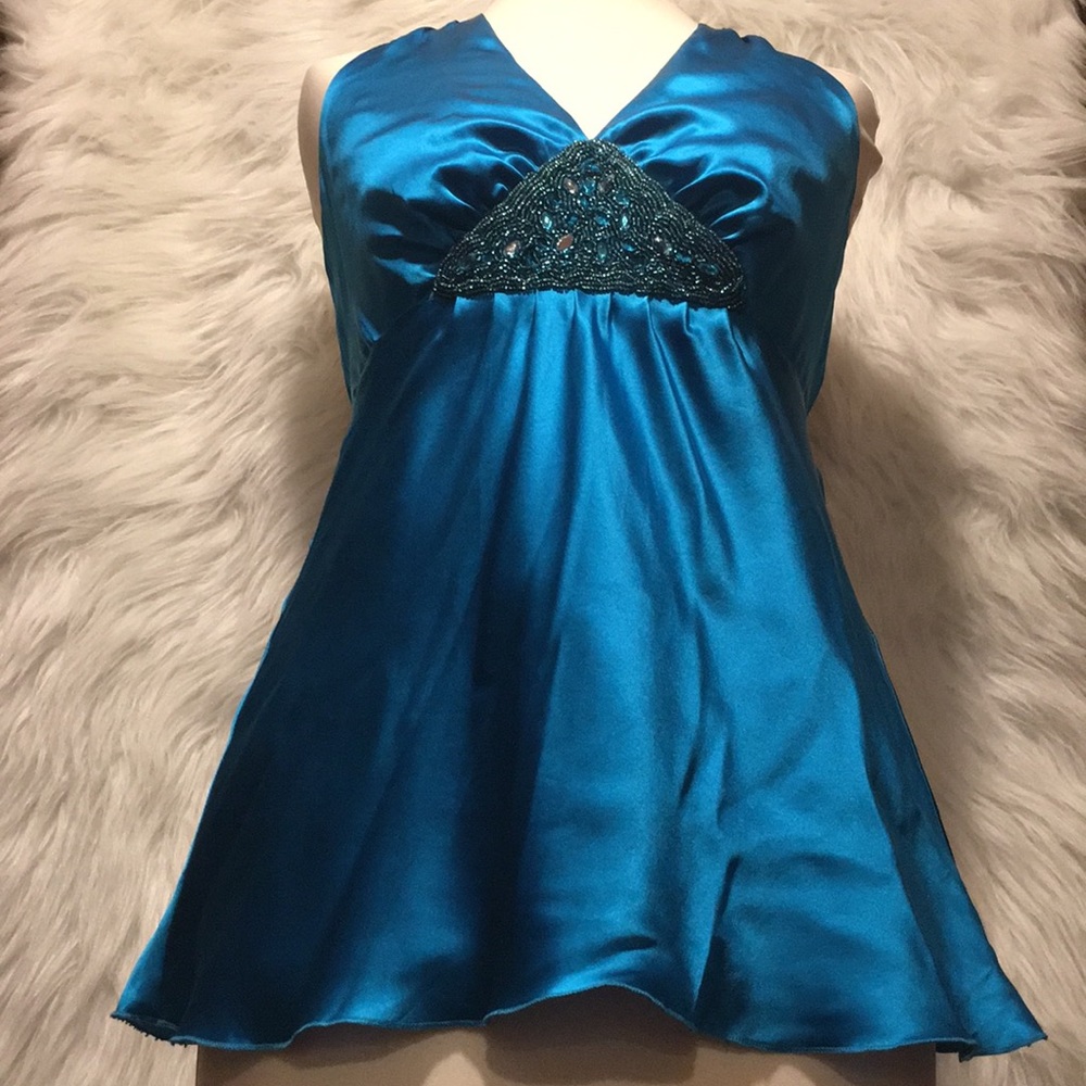BOSTON PROPER SILK EMBELLISHED TOP